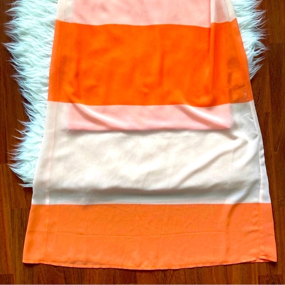 Daniel Cremieux Color Block Orange & White Stripe Maxi Dress - Picture 8 of 12